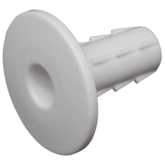 White Plastic Hole Tidy, 8mm Aperture, 30mm Base [Single Piece]