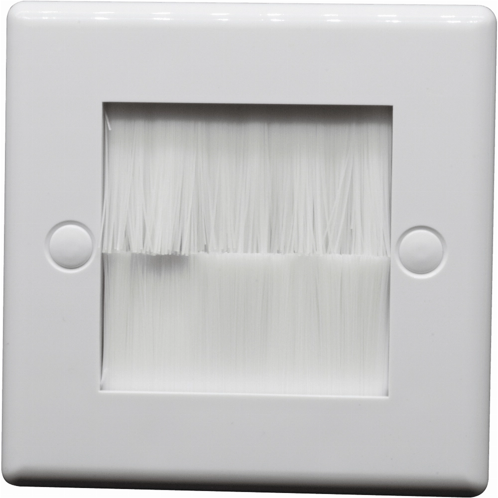 White Single Gang Brush Faceplate, White Brushes | Blake UK - Blake UK