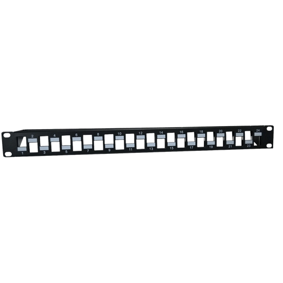 Pannello Patch 24 Porte Cat.6A Schermato, Colore Grigio, Montaggio Rack 1U