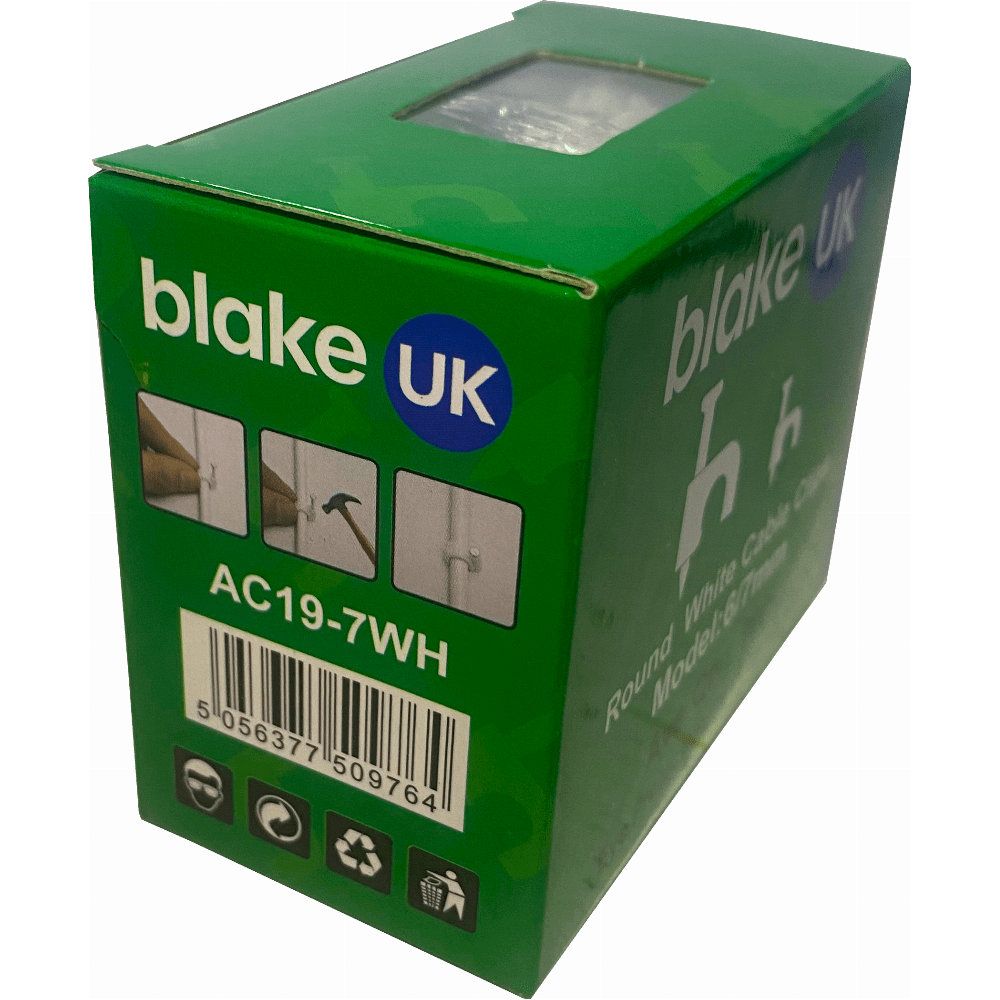 67mm White Plastic Cable Clips (Box of 100) Blake UK Blake UK