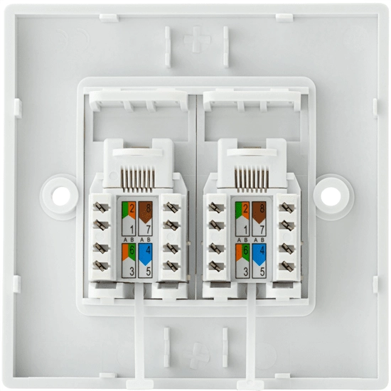 RJ45 CAT5E Wall Outlet Kit Double