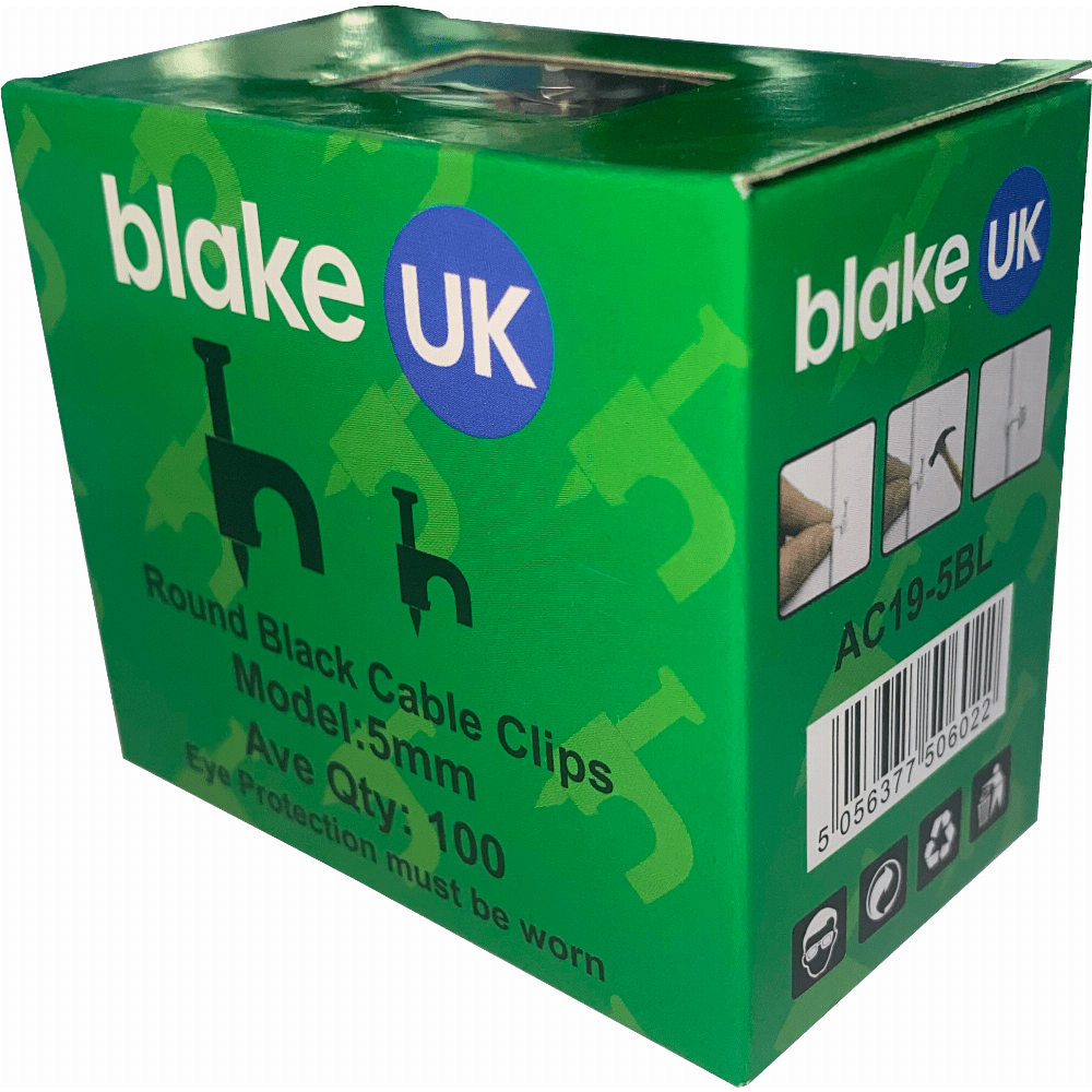 5mm Black CAT5E Cable Clips (Box of 100) Blake UK Blake UK